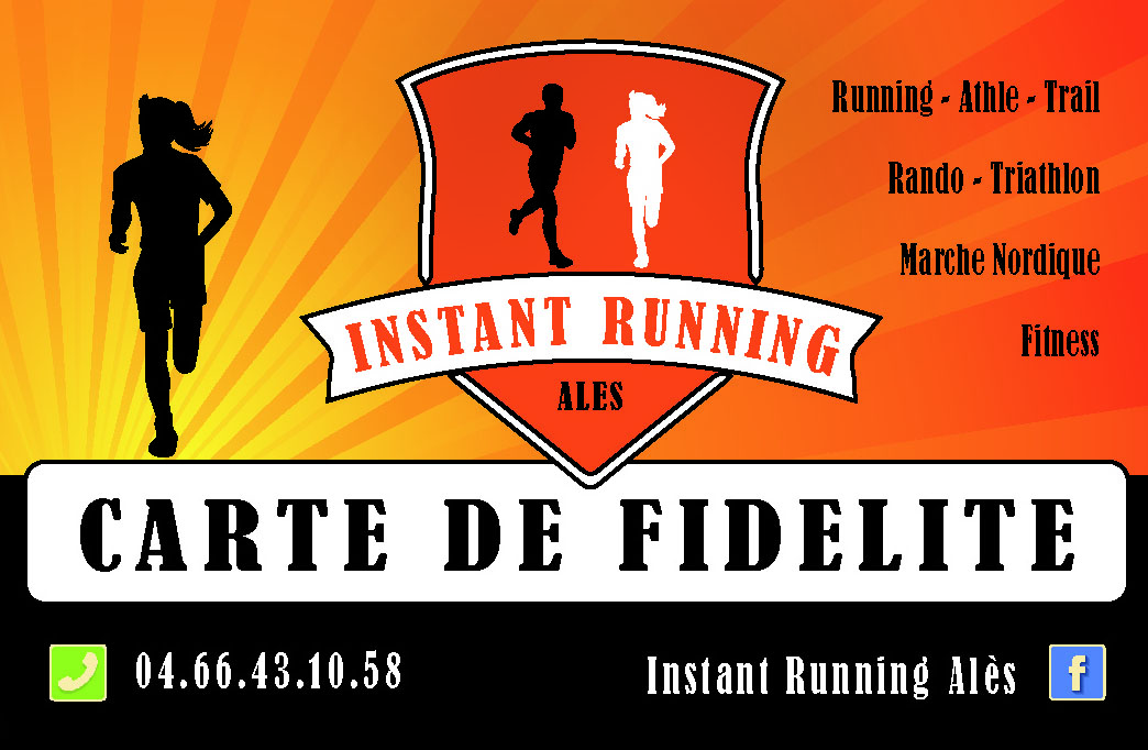 Carte de fidélité Instant Running Alès, magasin spécialisé dans la vente d'articles de running